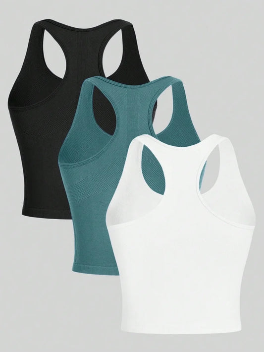 Rib Sports Top Set (3 pieces) - Breathable and flexible.