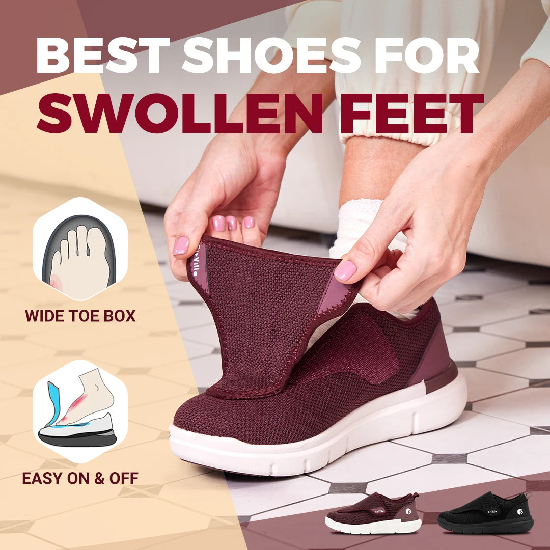 FitVille Extra Wide Women's Diabetic Shoes Adjustable Walking Shoes for Elderly