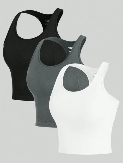 Rib Sports Top Set (3 pieces) - Breathable and flexible.