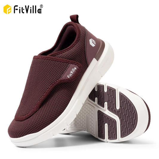 FitVille Extra Wide Women's Diabetic Shoes Adjustable Walking Shoes for Elderly