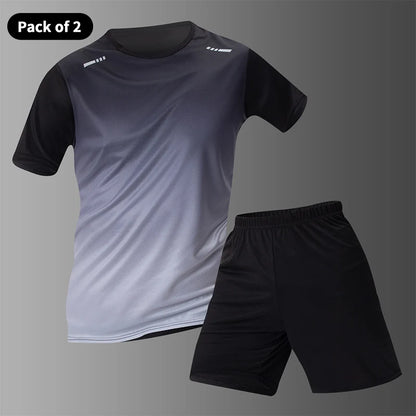 Men's Tracksuit (Color Gradient) - Quick-drying T-shirt and shorts.