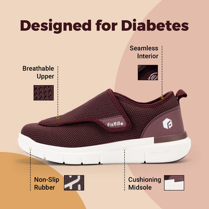 FitVille Extra Wide Women's Diabetic Shoes Adjustable Walking Shoes for Elderly