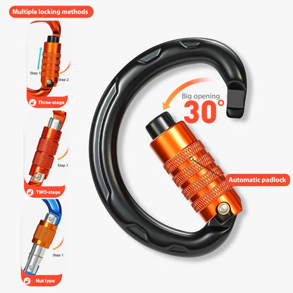 Automatic semi-circular climbing lock. [1, 2]