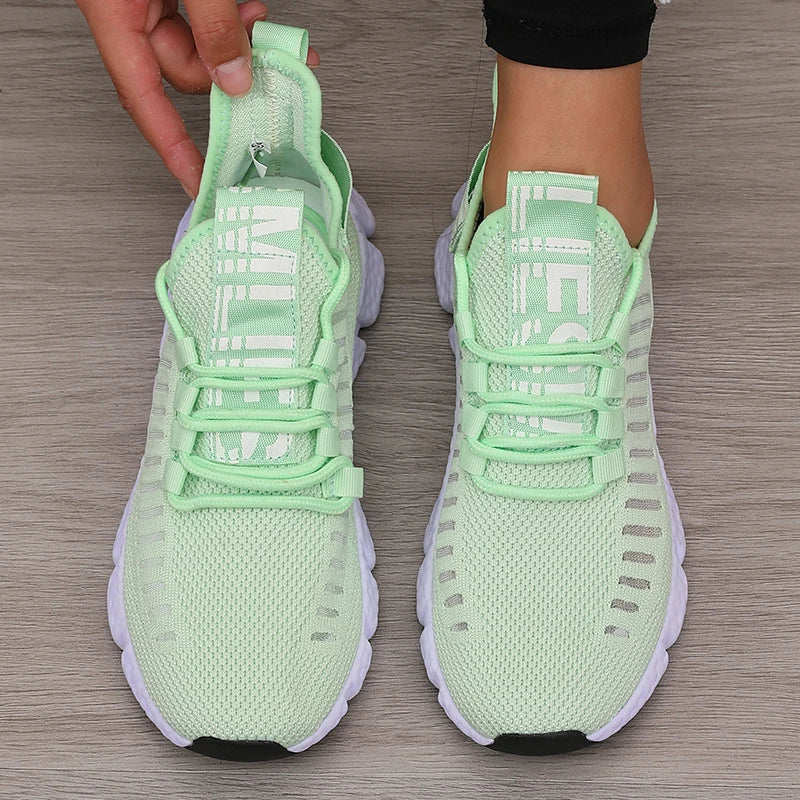 Women's Sports Shoes Mesh Lightweight Soft Sole Jogging Strap Breathable Fashion Sports Walking Casual Ten