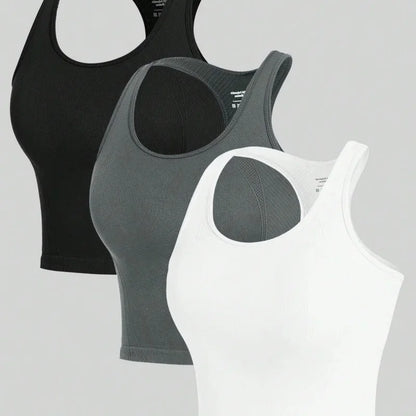 Rib Sports Top Set (3 pieces) - Breathable and flexible.