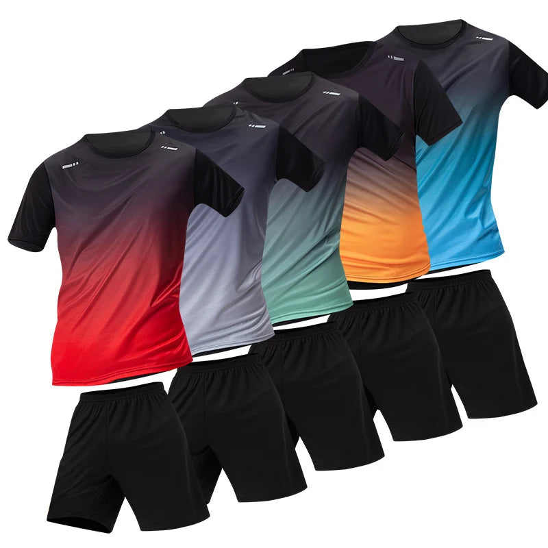 Men's Tracksuit (Color Gradient) - Quick-drying T-shirt and shorts.