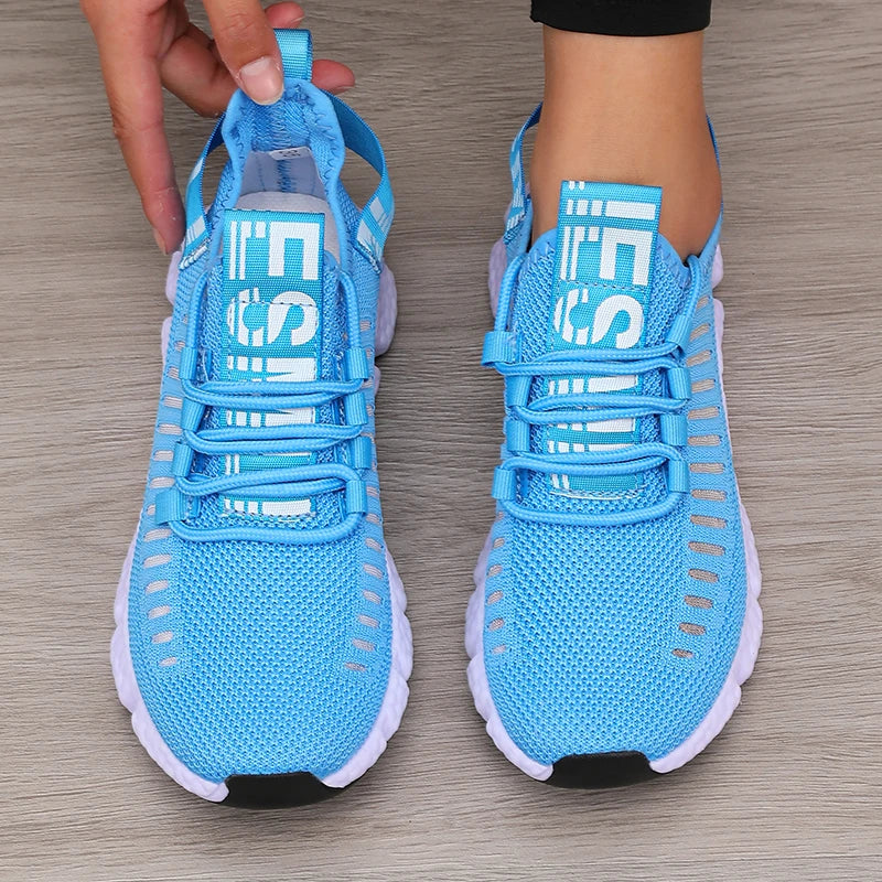 Women's Sports Shoes Mesh Lightweight Soft Sole Jogging Strap Breathable Fashion Sports Walking Casual Ten