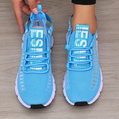 Women's Sports Shoes Mesh Lightweight Soft Sole Jogging Strap Breathable Fashion Sports Walking Casual Ten
