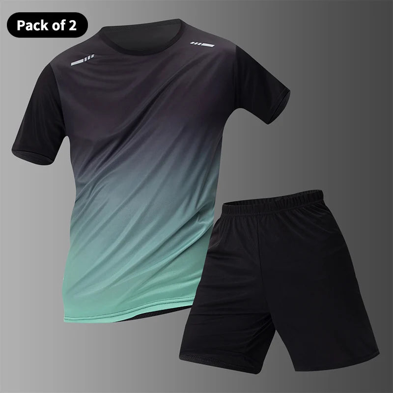 Men's Tracksuit (Color Gradient) - Quick-drying T-shirt and shorts.