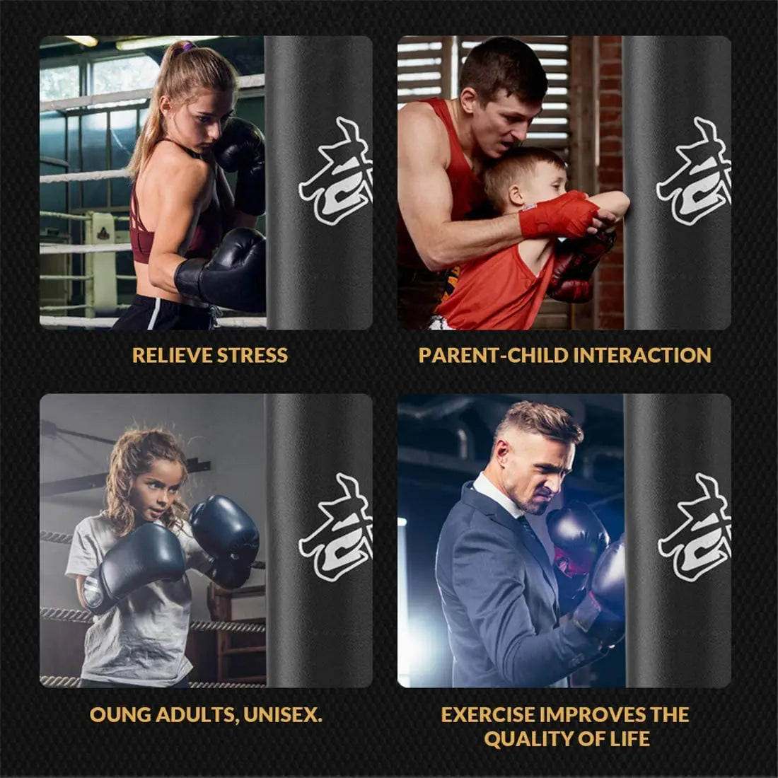 For Adul: I want to shorten this description: Durable unisex and youth Oxford boxing bag set - refillable