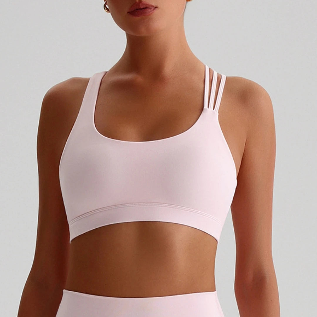 Sports bra with cross-back and high durability