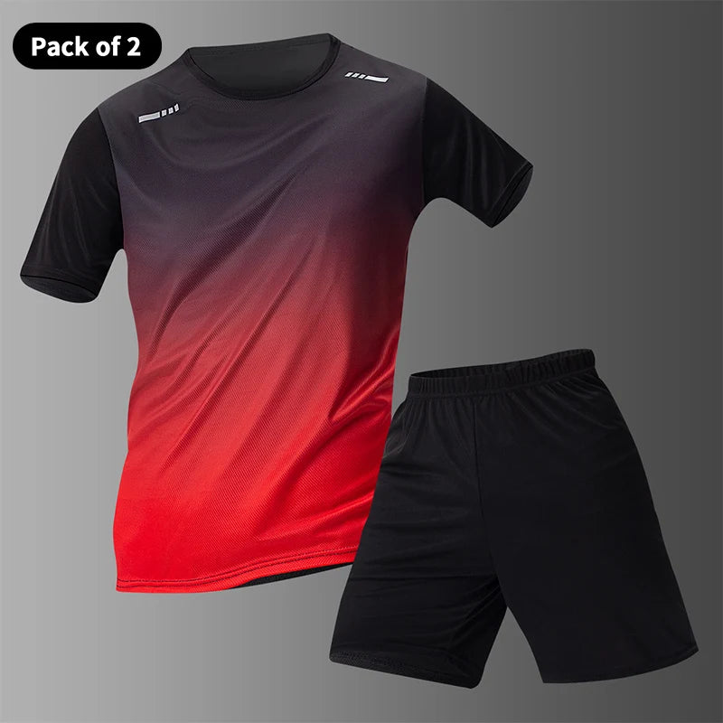 Men's Tracksuit (Color Gradient) - Quick-drying T-shirt and shorts.