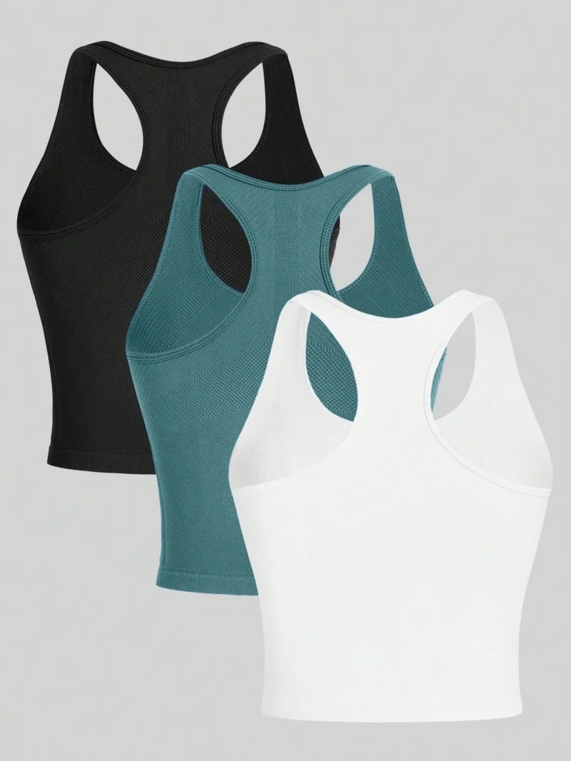 Rib Sports Top Set (3 pieces) - Breathable and flexible.