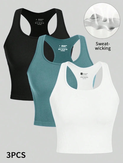 Rib Sports Top Set (3 pieces) - Breathable and flexible.