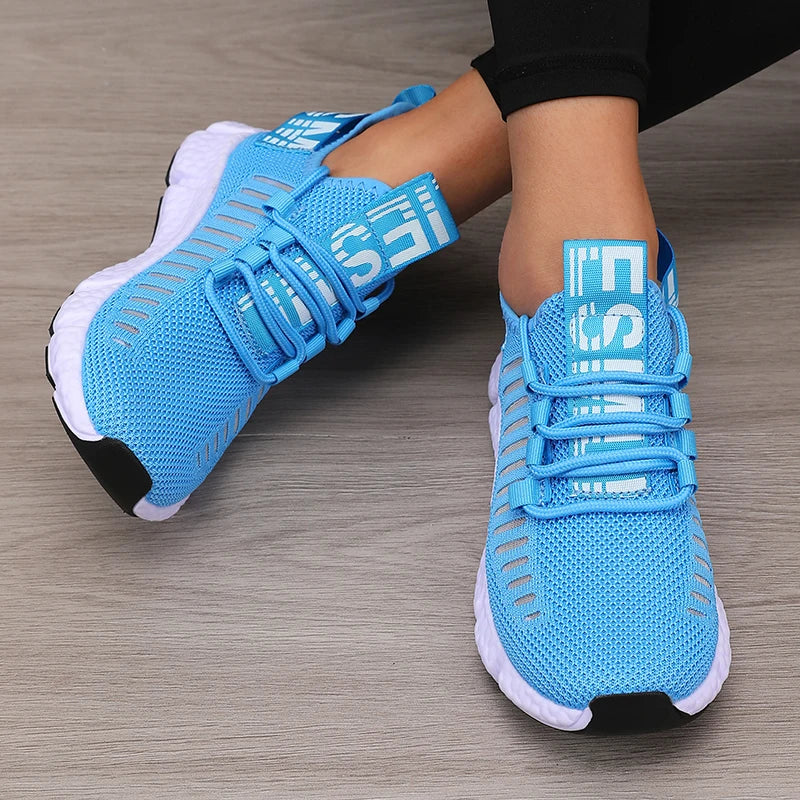 Women's Sports Shoes Mesh Lightweight Soft Sole Jogging Strap Breathable Fashion Sports Walking Casual Ten
