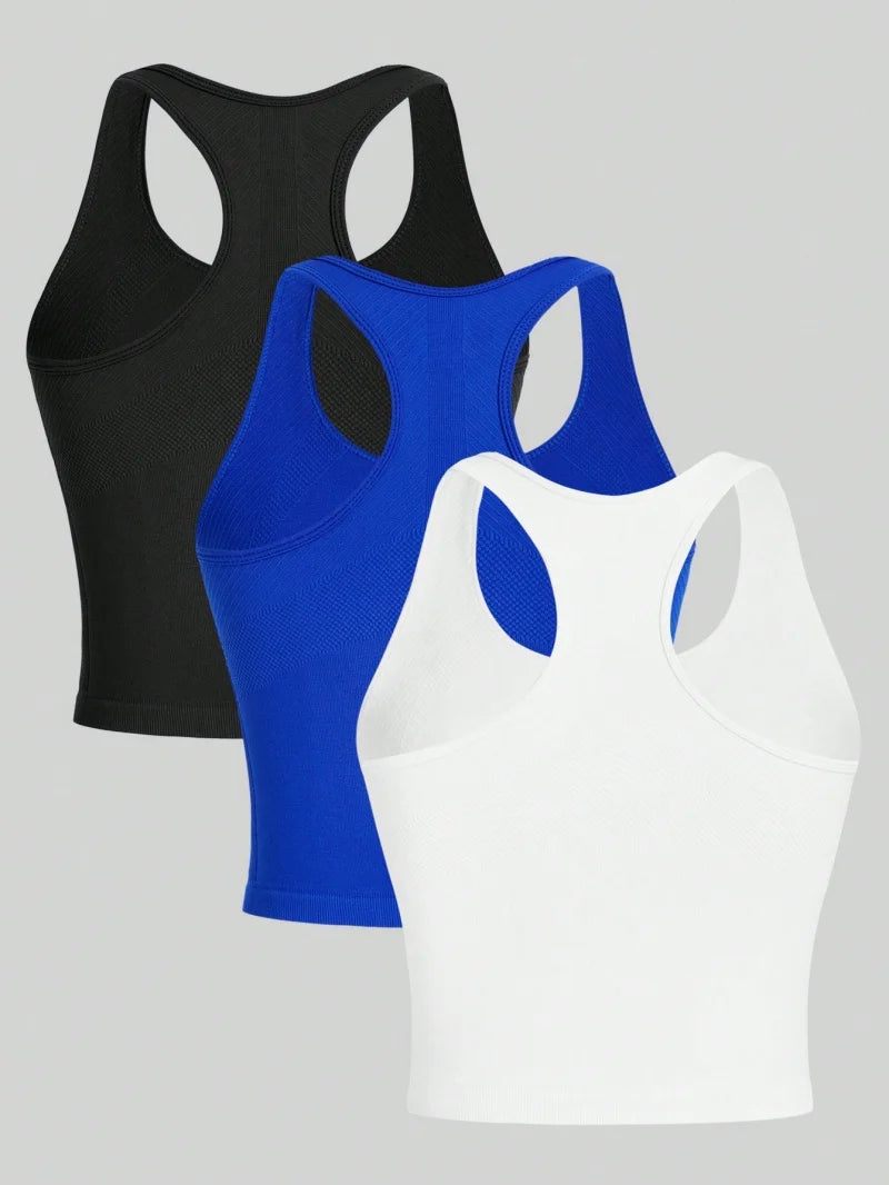 Rib Sports Top Set (3 pieces) - Breathable and flexible.