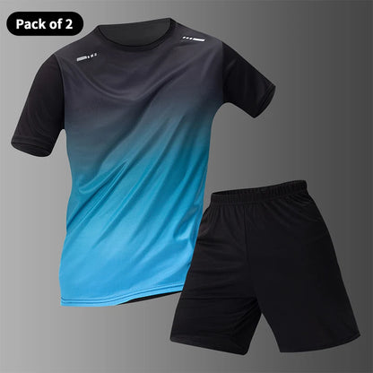 Men's Tracksuit (Color Gradient) - Quick-drying T-shirt and shorts.